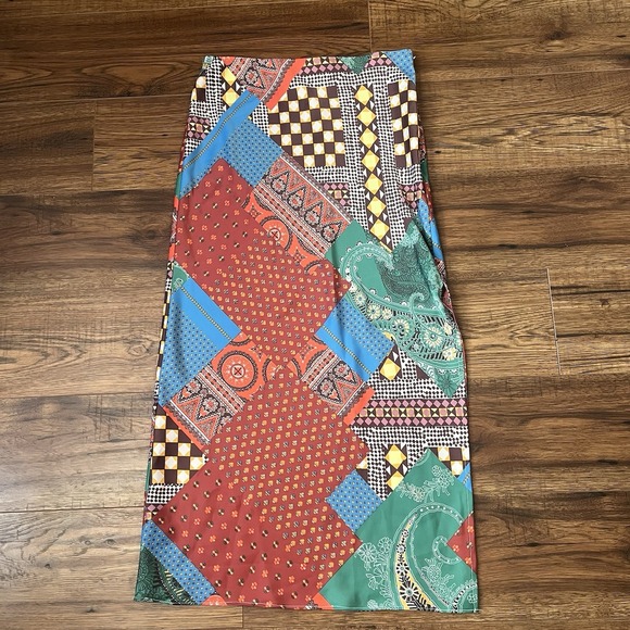 Urban Outfitters Dresses & Skirts - Urban Outfitters Patchwork Patterned Midi Skirt Side Slit Medium Festival Boho